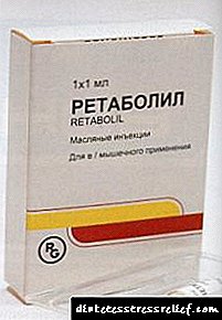 Retabolil - petunjuk pikeun panggunaan, komposisi, bentuk pelepasan, indikasi, efek samping, analog jeung harga
